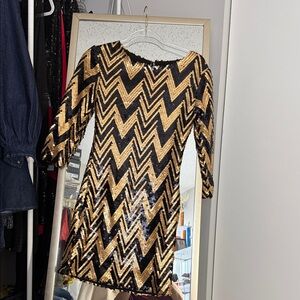 Giani Bernini Sequin Chevron Mini Dress in Black and Gold